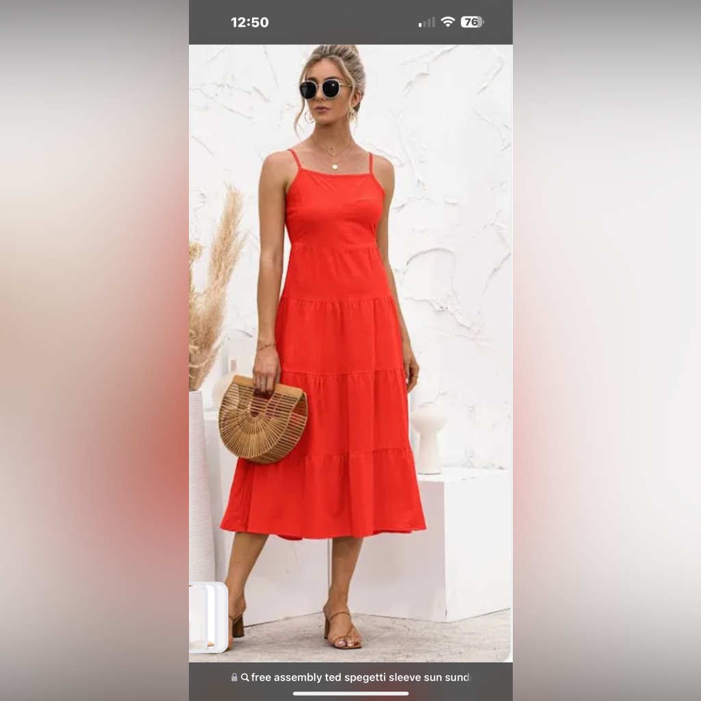 Free Assembly Women's Strappy Empire Waist Midi Spring Summer Dress Red Size Xs
